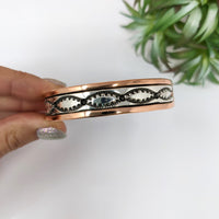 Thumbnail for Copper & Silver 2.5’ Cuff Bracelet with Black and White Bea Design, Style #LV2767