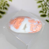 Polished peach and white Cotton Candy Agate 2’’ cabochon with cavity #BC1016