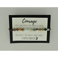 Courage Beaded Bracelet with Moss Agate, Tree Agate, Smoky Quartz #LV9553