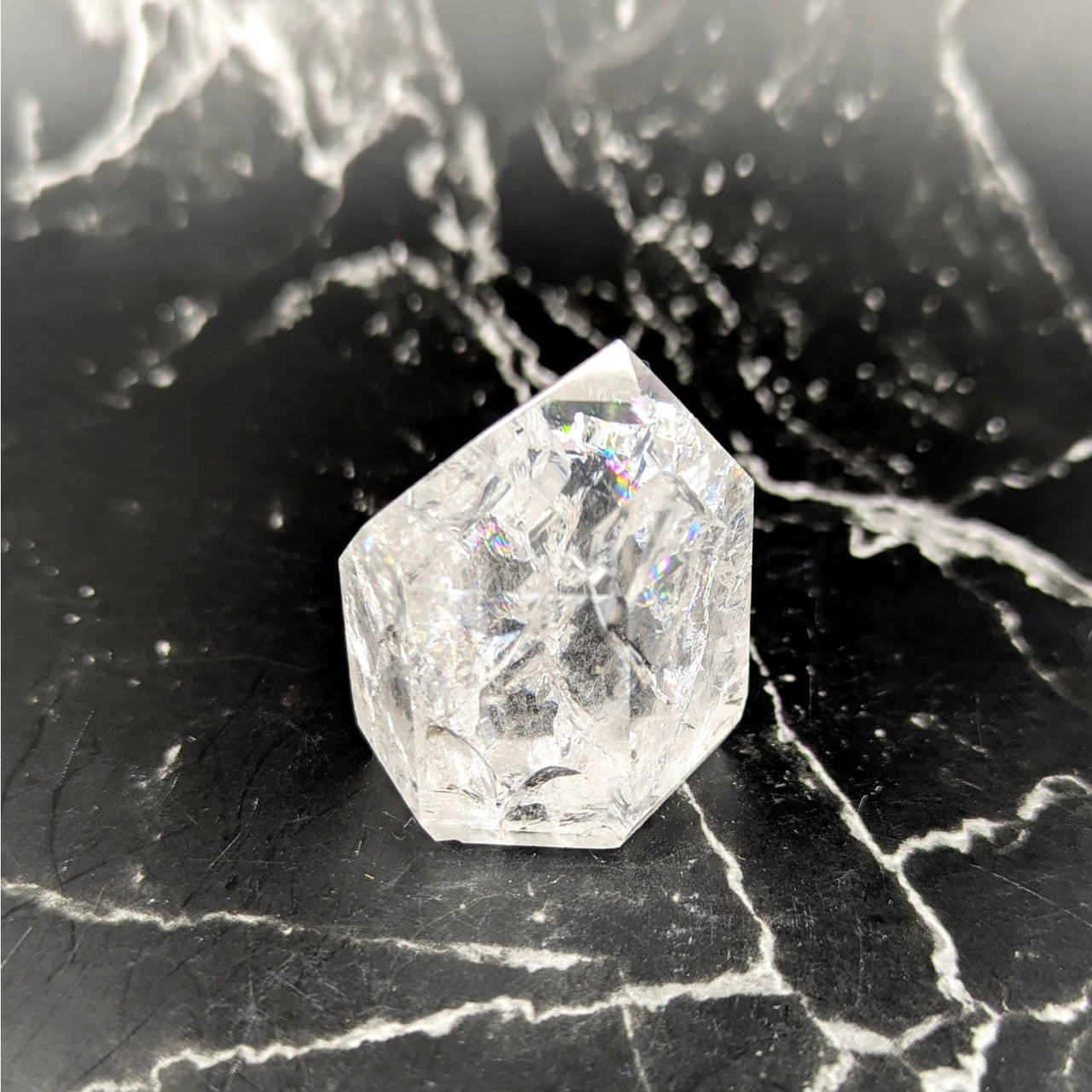 Clear faceted hexagonal quartz crystal generator tower 1.75in #BC0815