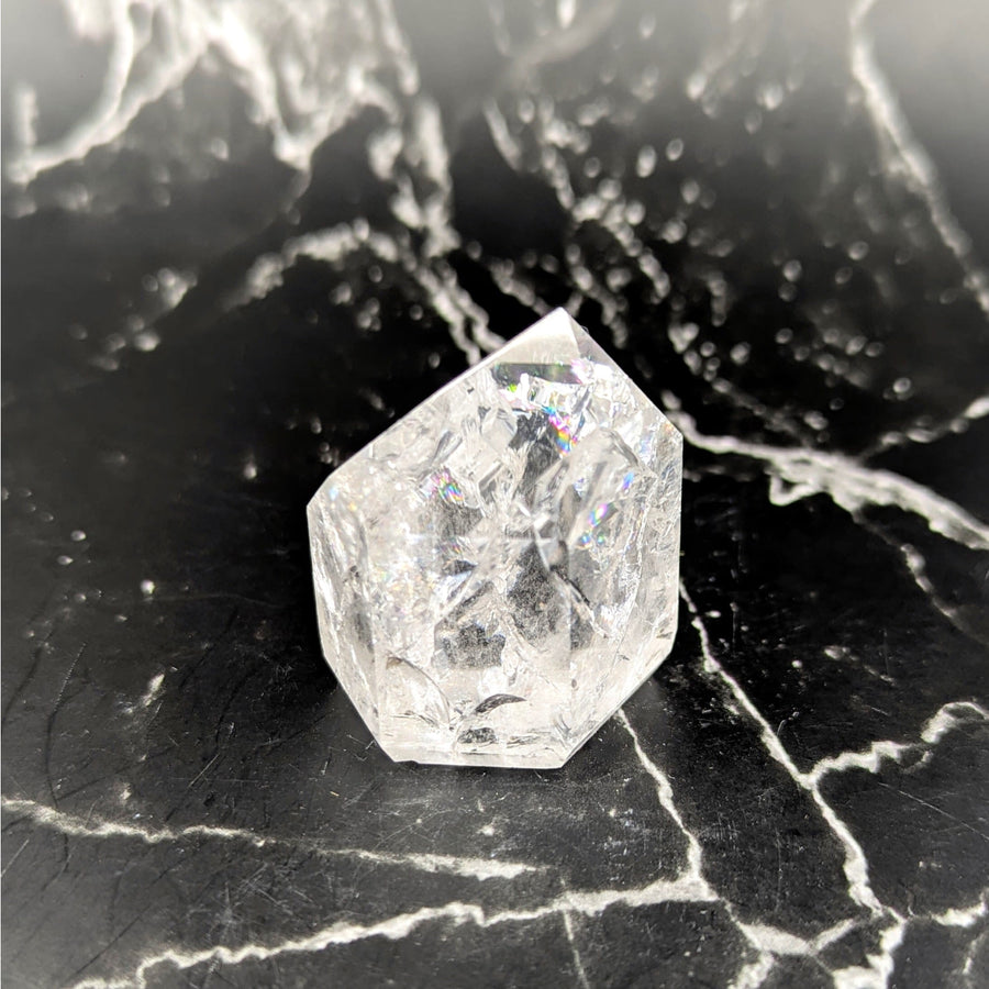 Clear faceted hexagonal quartz crystal generator tower 1.75in #BC0815