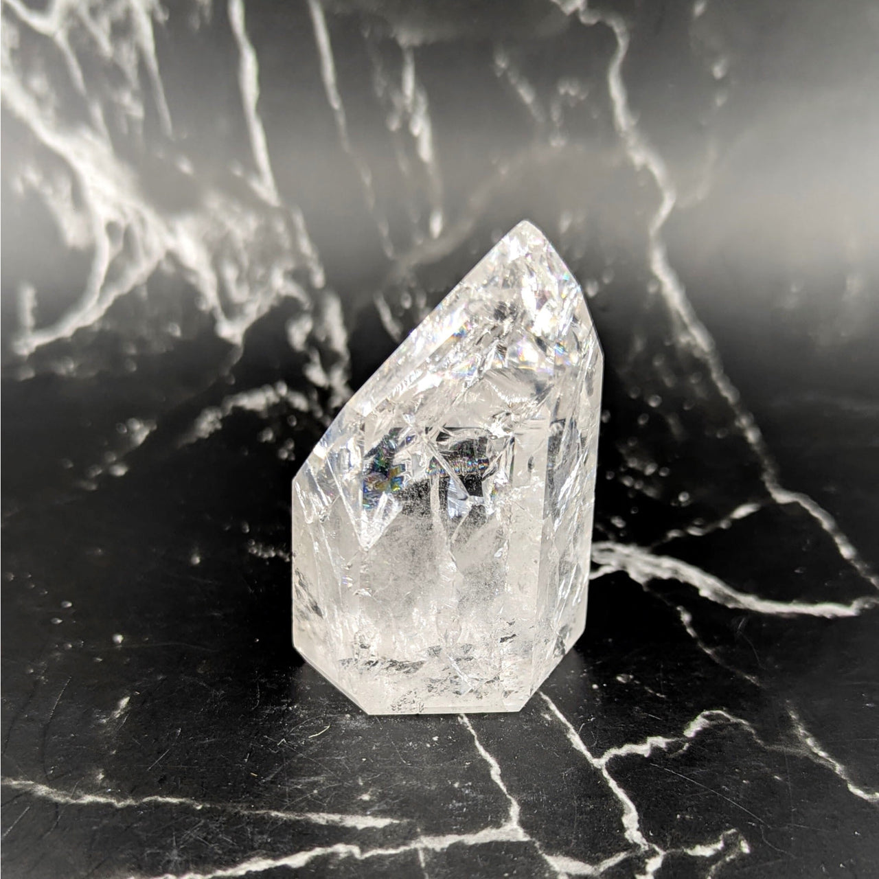 Clear faceted crackle quartz 2.75-inch generator tower #BC0819