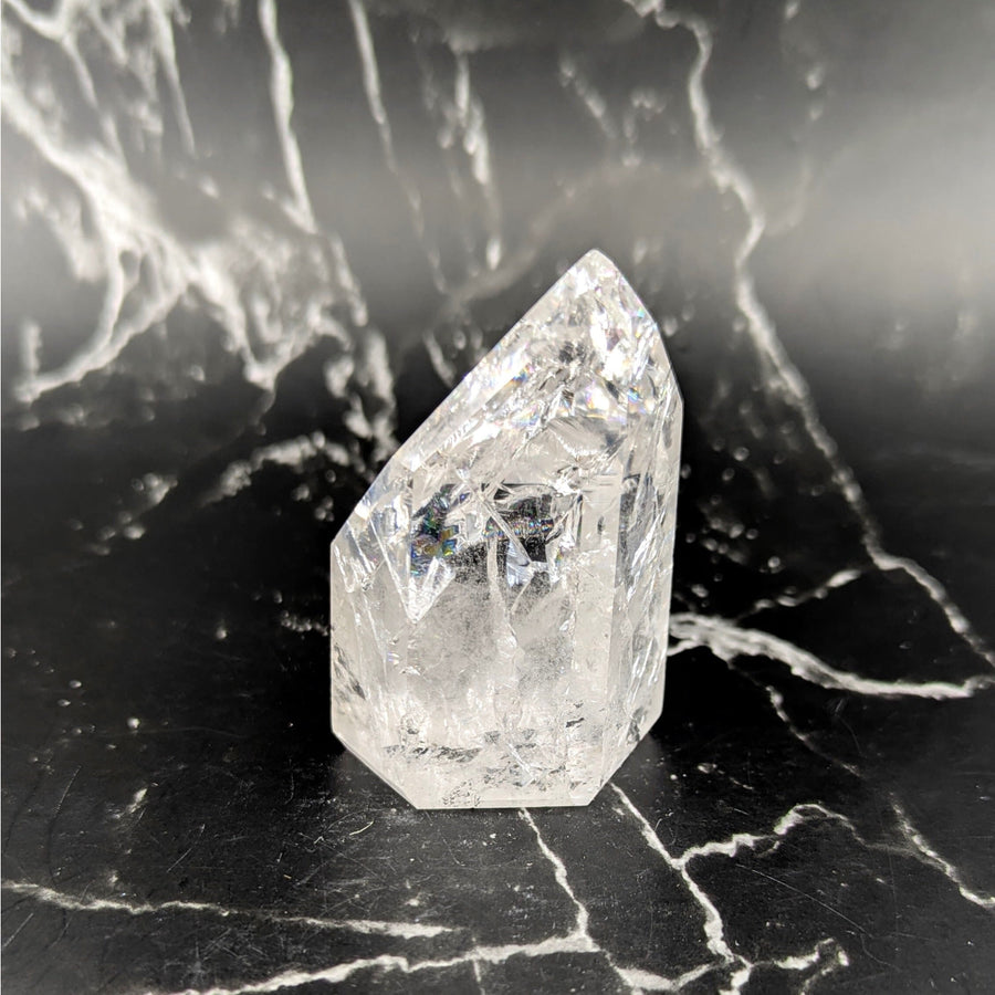 Clear faceted crackle quartz 2.75-inch generator tower #BC0819