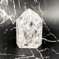 Crackle Quartz 3’’ Generator Tower #BC0813 with faceted design and inclusions