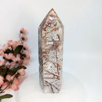 Polished Crazy Lace Agate crystal point tower 6 inches for healing and decorative use