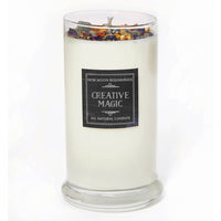 Creative Magic soy crystal ritual candle in glass jar with dried flowers
