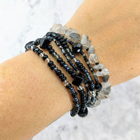 Thumbnail for Crystal Beaded 6 Strand Bracelet w/ Black Tourmaline and Magnet Clasp - LV1779
