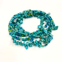 Thumbnail for Crystal Beaded 6 Strand Bracelet with green aventurine and blue beads, Magnet Clasp #LV1779