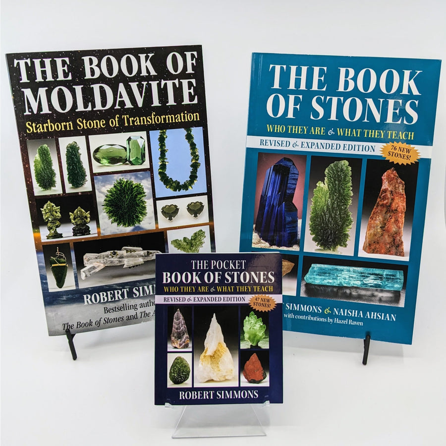 Crystal Books by Robert Simmons showcasing three insightful books about stones and bliss crystals