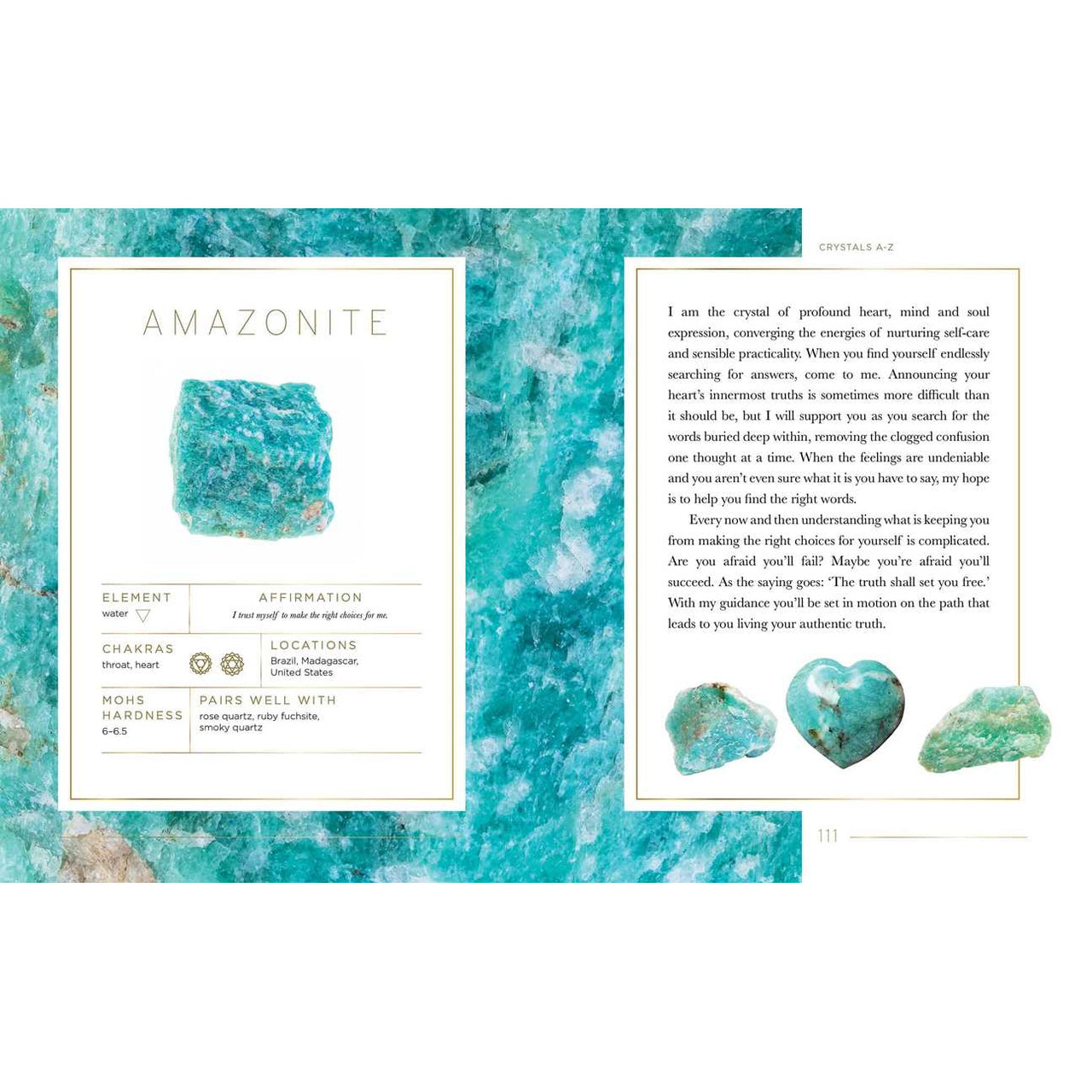 Amazonite crystal information card from Crystal Companions by Jessica Lahoud LV7316