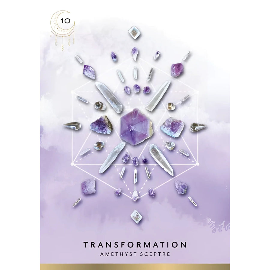 Amethyst crystal arrangement from Crystal Grid Oracle Deluxe Edition by Nicola McIntosh