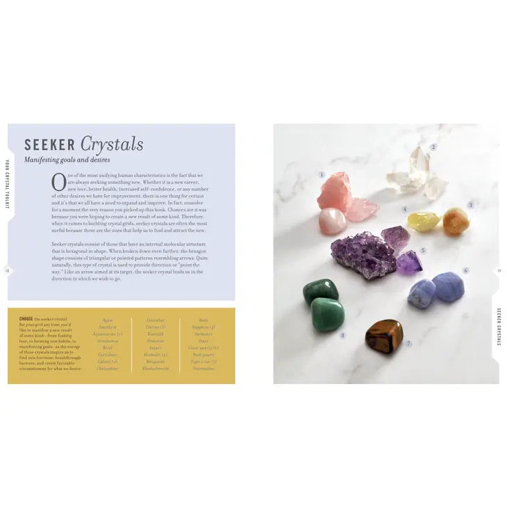 The Book of Crystals in ’Crystal Gridwork’ by Kiera Fogg, featuring Sacred Geometry