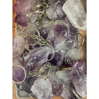 Purple and clear amethyst crystal keychains with silver metal chains and rings for crystal keychain assorted #q106