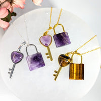 Crystal Lock and Key 18’’ Pendant Necklace #LV9866