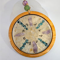 8’’ Crystal Mandala Resin Hanging Ornament with Amethyst, Quartz, Blue Gems