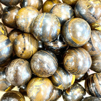 Thumbnail for Metallic spheres with gold and silver patterns in Crystal Marble S015 inspired by rose quartz