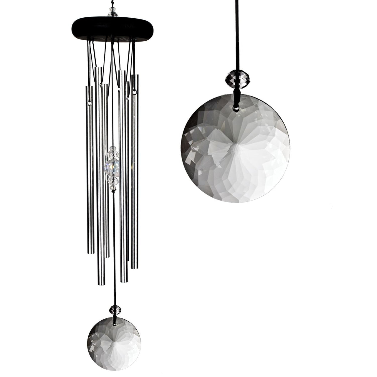 Crystal Meditation Chime by Woodstock CCMC with chrome, crystal ball, silver rods
