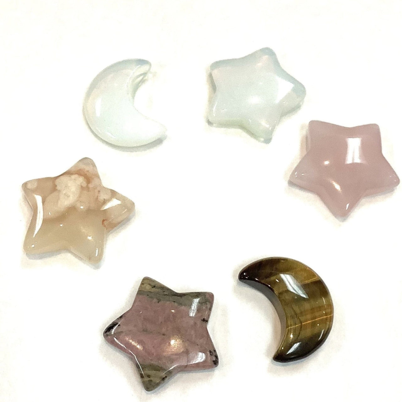 Polished Crystal Moons and Stars in Various Colors for Item Tier Benefits