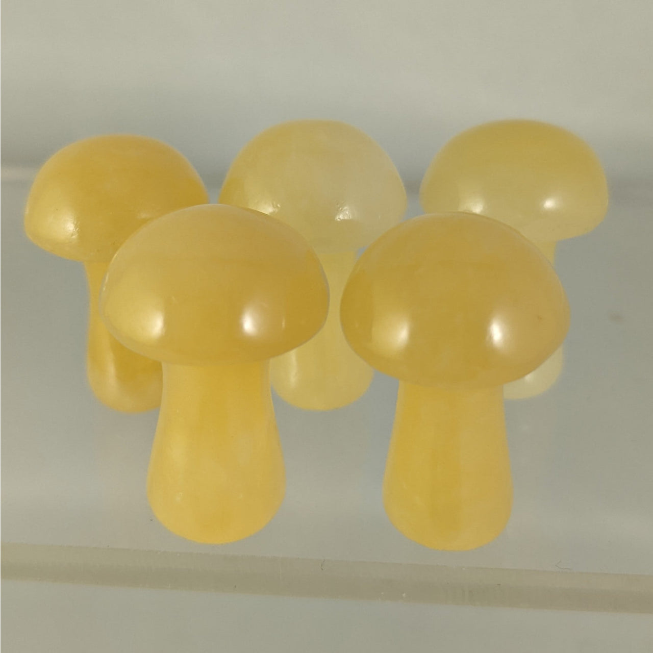 Yellow mushroom-shaped gummy candies from Crystal Mushroom #C041 on display