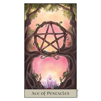 Pentacle of intertwined branches with mystical glow in Crystal Visions Tarot design