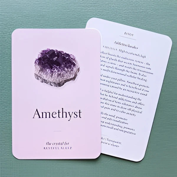 Amethyst crystal on pink card in Crystals For Beginners Oracle Deck LV9582