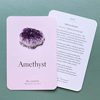 Amethyst crystal on pink card in Crystals For Beginners Oracle Deck LV9582
