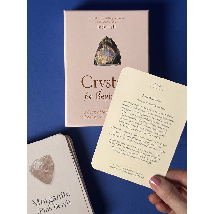 Crystals For Beginners Oracle Deck #LV9582 by Judy Hall with pink crystal book cover