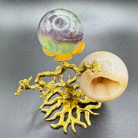 Cherry Blossom Branch with Bird Sphere Stand - Gold #BC1274
