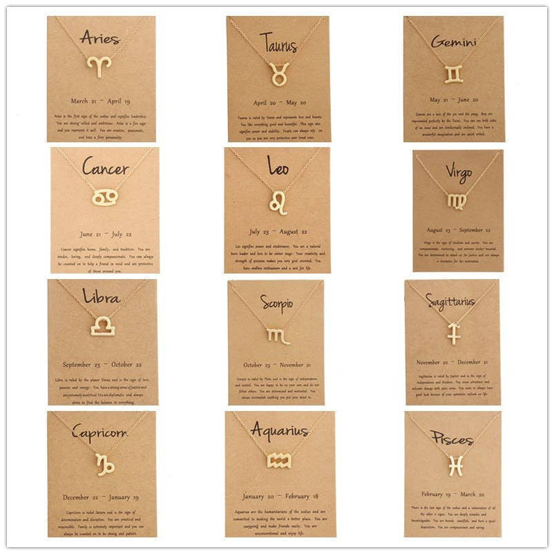 Dainty Zodiac Stainless Steel Gold Plated Necklace with Your Chosen Sign LV7396