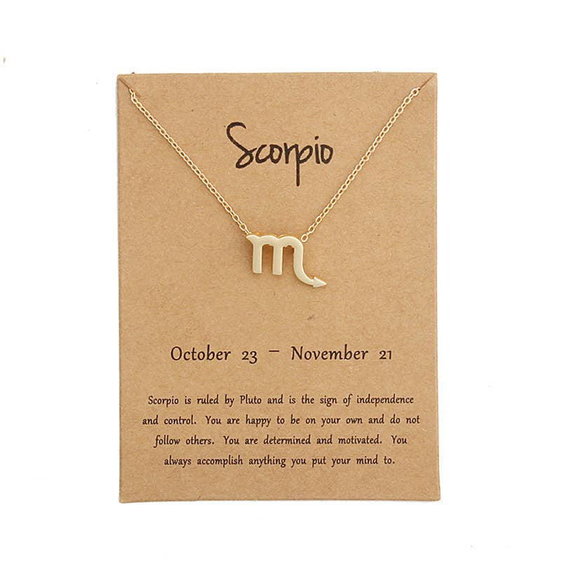 Gold Scorpio zodiac necklace on Dainty Zodiac Stainless Steel gold plated necklace