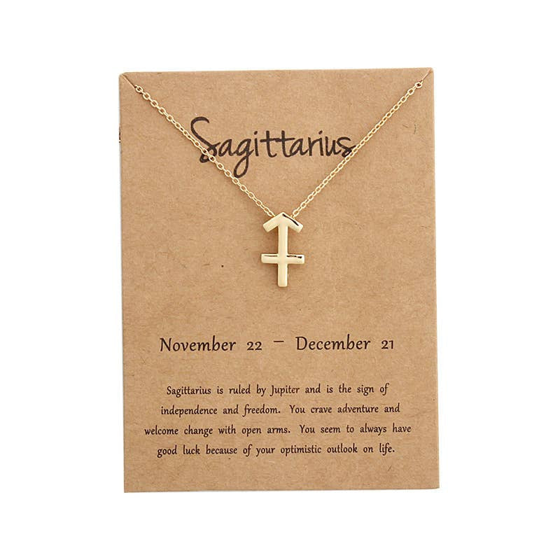 Gold Sagittarius necklace on Dainty Zodiac Stainless Steel Gold Plated Necklace LV7396