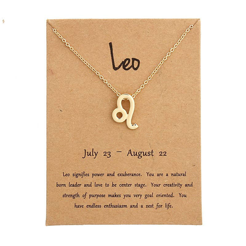Gold Leo Zodiac Necklace in stainless steel with gold plating from Dainty Zodiac collection