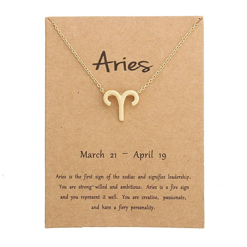 Gold Aries Zodiac Necklace in Stainless Steel Gold Plated Dainty Jewelry