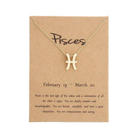 Gold-colored Pisces zodiac necklace in stainless steel with Gold Plated finish