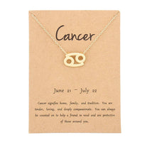Gold Cancer zodiac necklace in stainless steel with gold plating and customizable sign