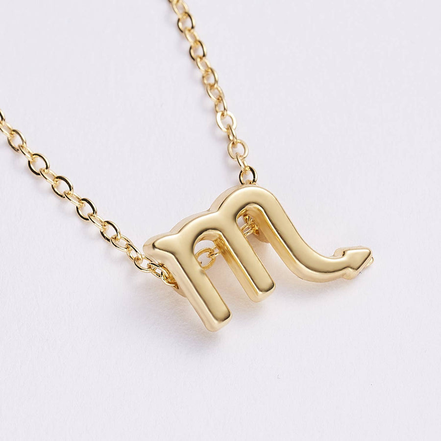 Gold Scorpio Zodiac Necklace on Dainty Stainless Steel Gold Plated Sign Jewelry