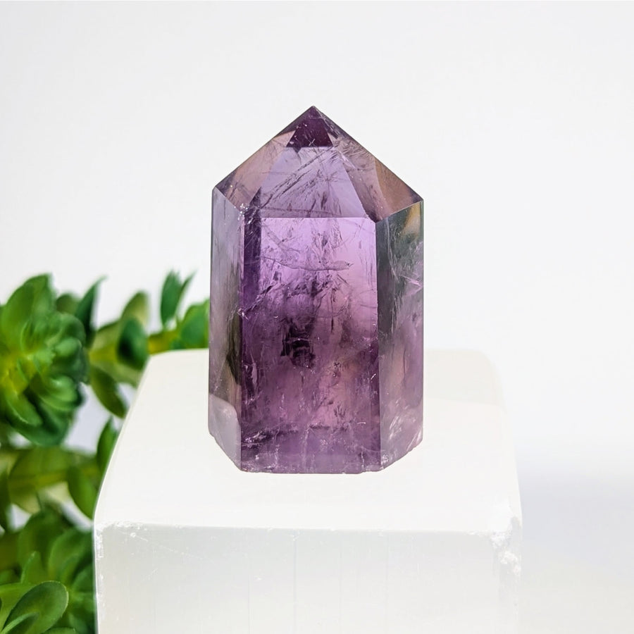 Dark Amethyst 1.6’’ Mini Tower #BC0326 with translucent purple crystal