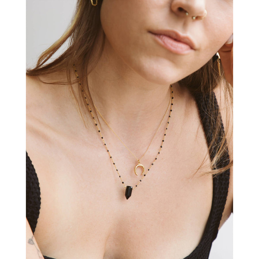 Dark Moon Onyx Necklace Set - Black Onyx #LV9100 - $64