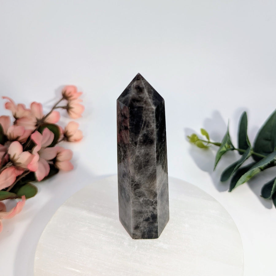 Dark Smoky Quartz 3.9 Inch Tower showing a smoky quartz crystal point for healing and energy
