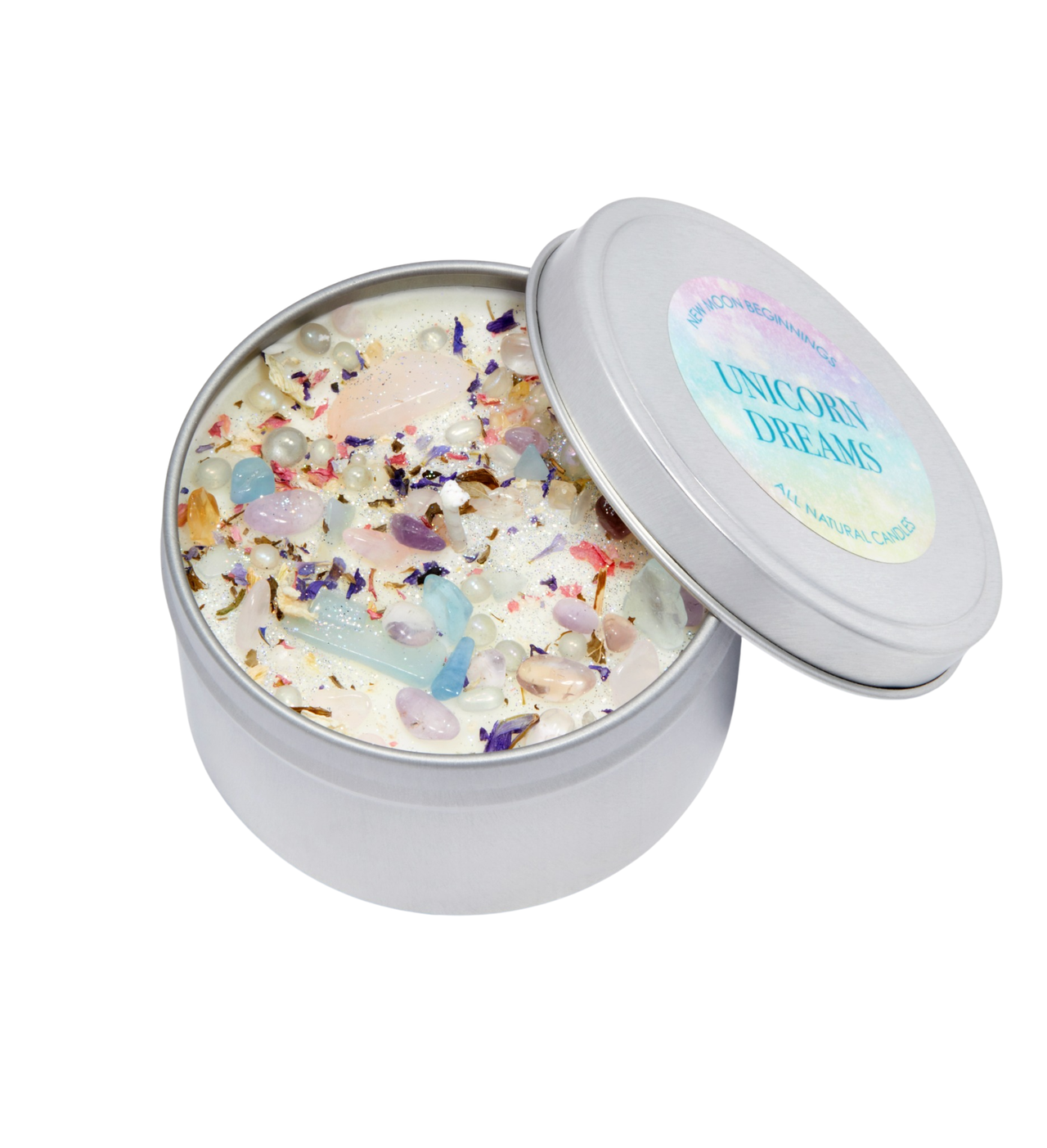 Unicorn Dreams Candle - Soy Candles Flower & Crystal Candles #BC0558