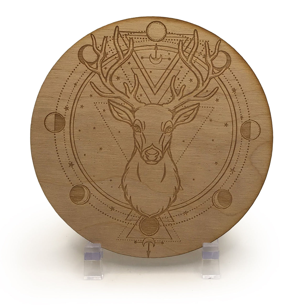 Deer Moon Phase Etched Wood Grid For Crystal Grids Bliss Crystals deer-moon-phase-etched-wood-grid-for-crystal-grids-bliss-crystals