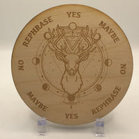 Thumbnail for Deer head wooden plate: Deer Moon Phase Etched Wood Pendulum Board #SK2203