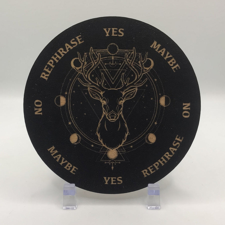 Deer Moon Phase 4 Black Wood Pendulum Board #SK2203D - $19