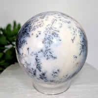 Polished black and white dendritic agate 2.7 inch sphere #BC0643