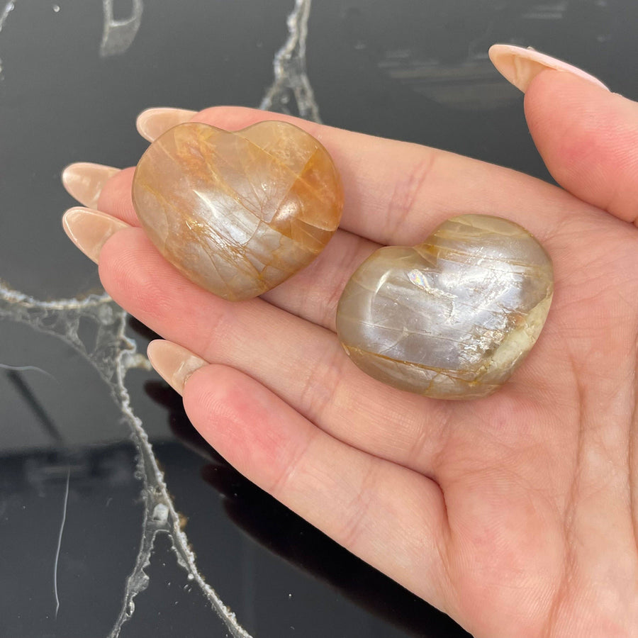 Peach Moonstone Mini Puffy Heart #BC0573