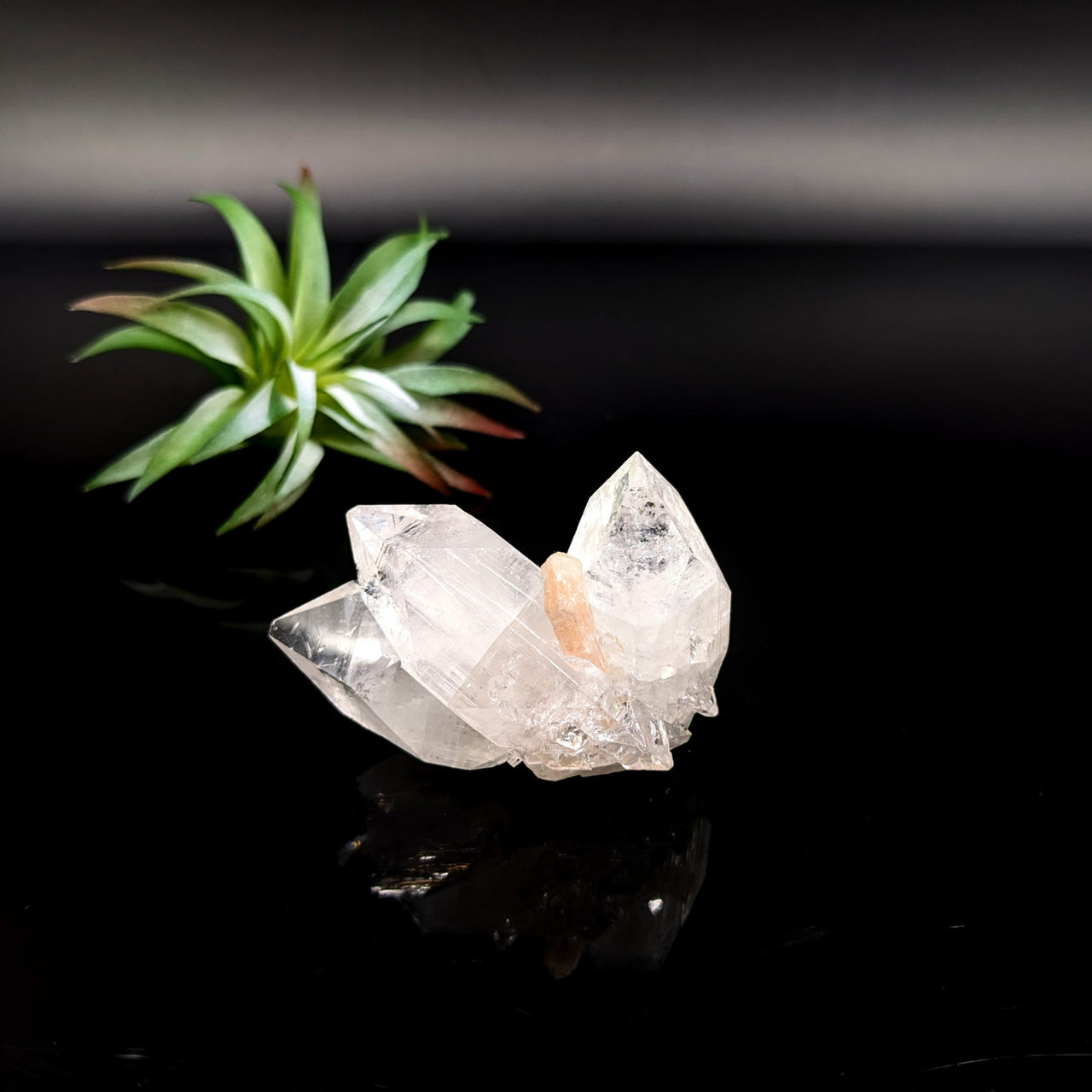 Clear quartz crystal cluster with pointed terminations in Diamond Apophyllite 2’’ Cluster