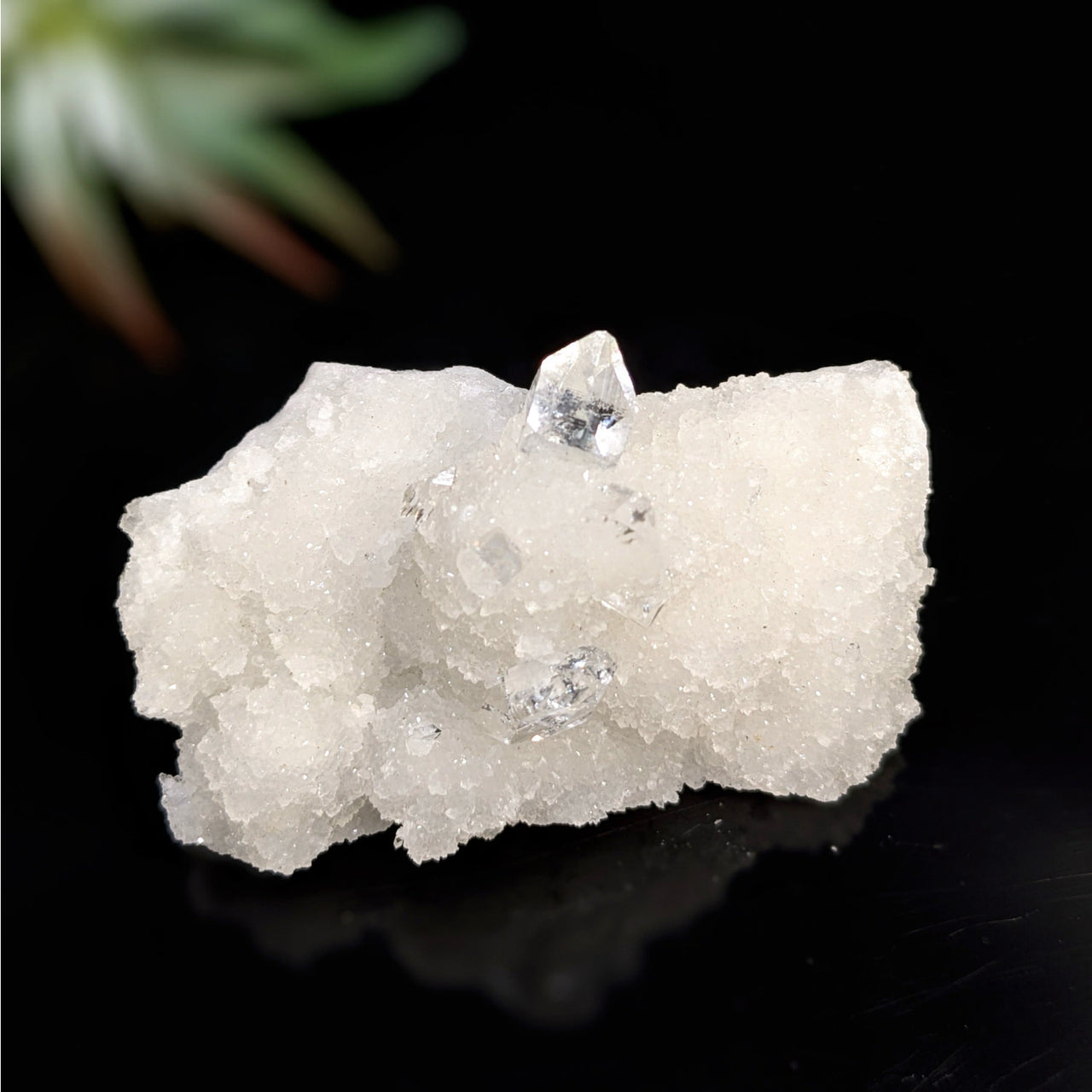 White crystal cluster with clear points from Diamond Apophyllite 2.5 inch Cluster #LV7438