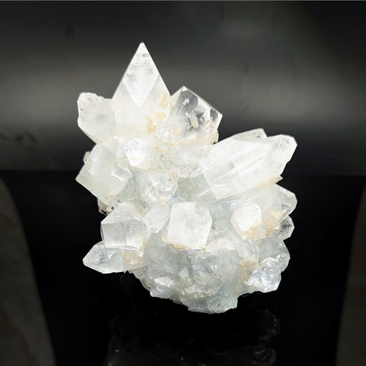 Clear and cloudy White Quartz Crystals cluster from Diamond Apophyllite 4.2 inch Natural Cluster