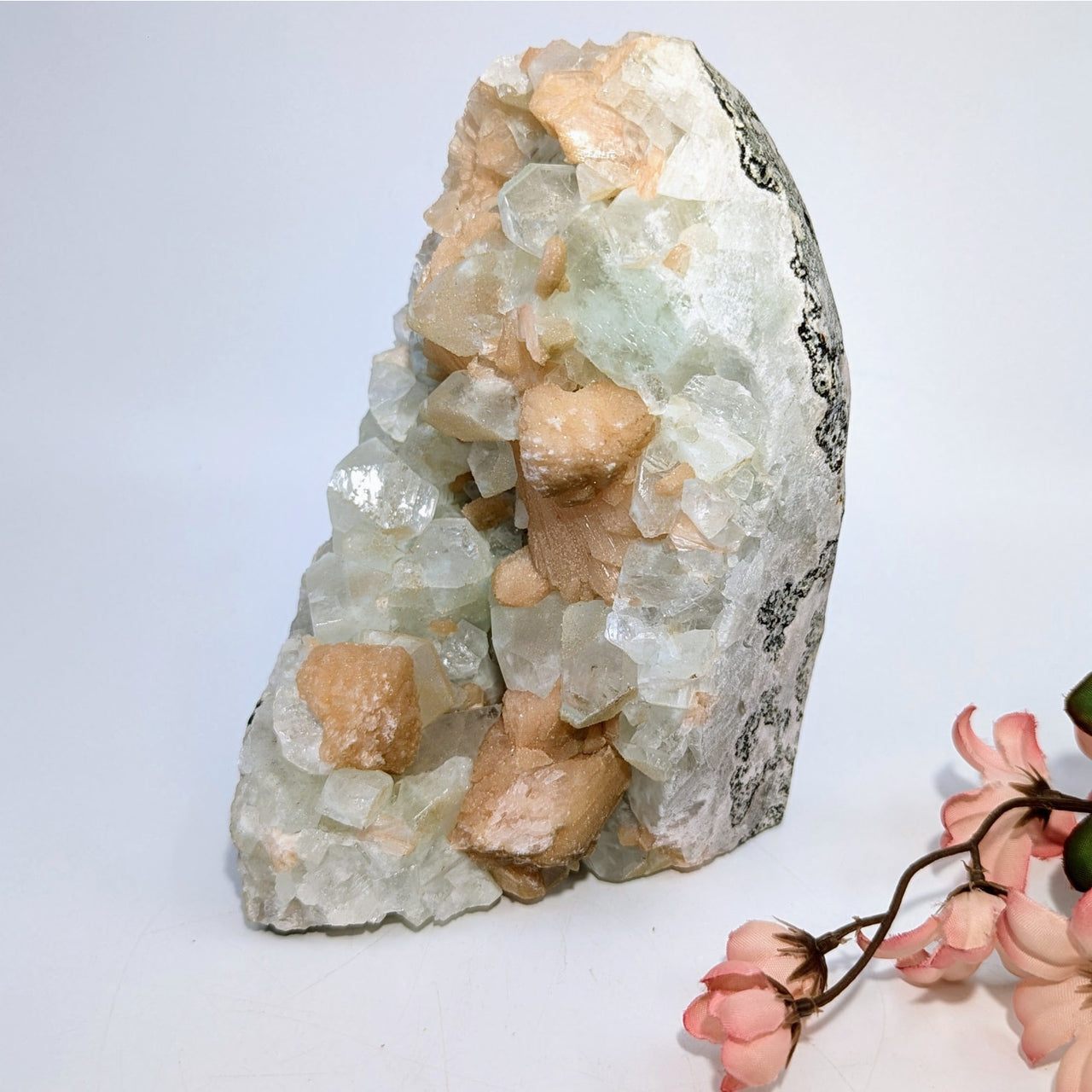 Diamond Apophyllite 6’’ w Stillbite Cut Base Geode #LV9374