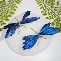 Iridescent blue Dichroic Kyanite 4.5’’ dragonfly brooch #BC1008 back view